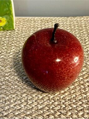 Vintage Style Red Speckled Apple Paperweight Decor